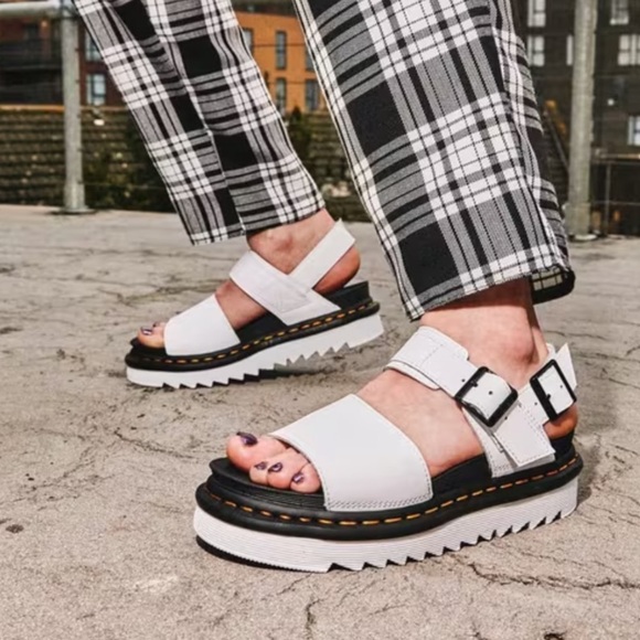 Dr. Martens Voss White Leather Strap Sandals - Picture 1 of 16